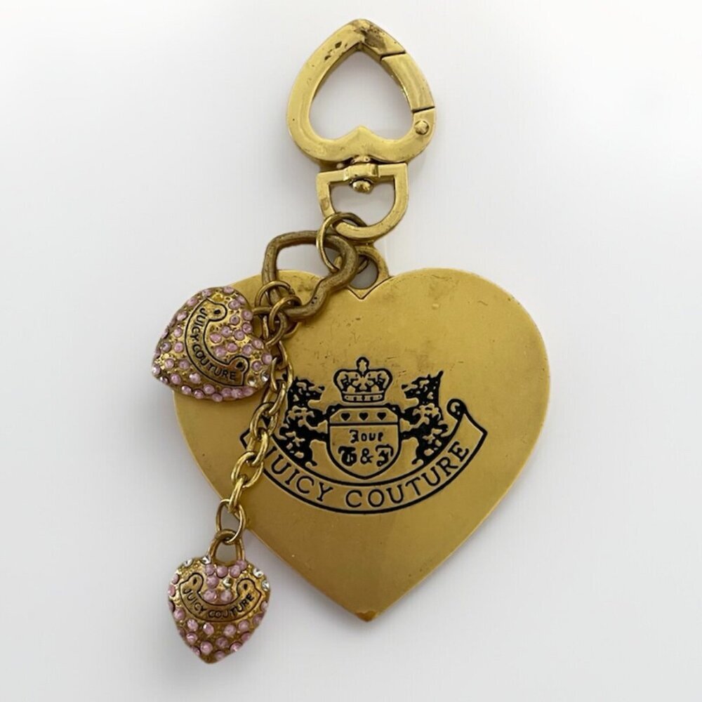 vintage juicy couture bag charm heart shape with pink bling